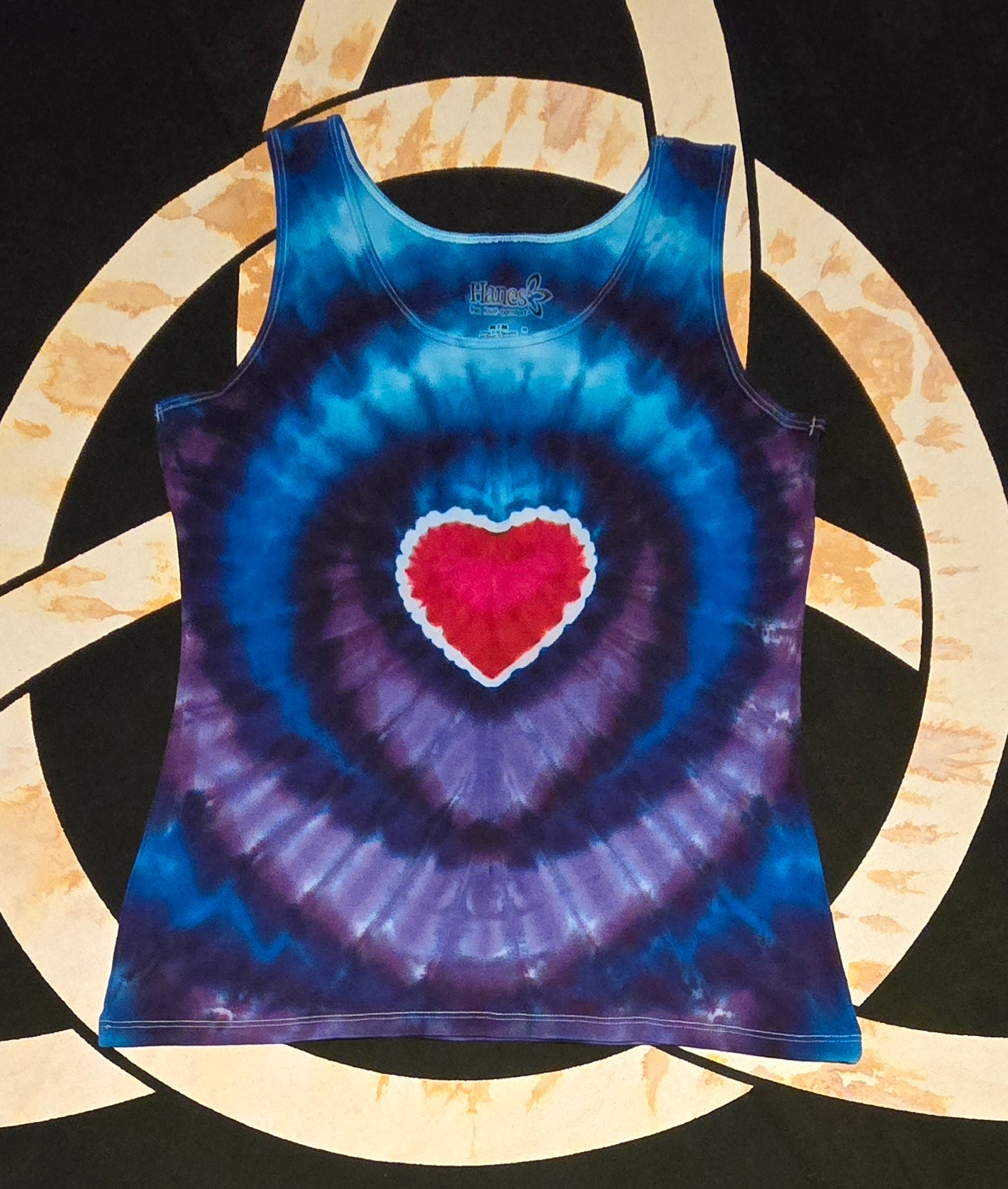 Woman's Tank Heart Shape Purple and Blue Wigwag #98